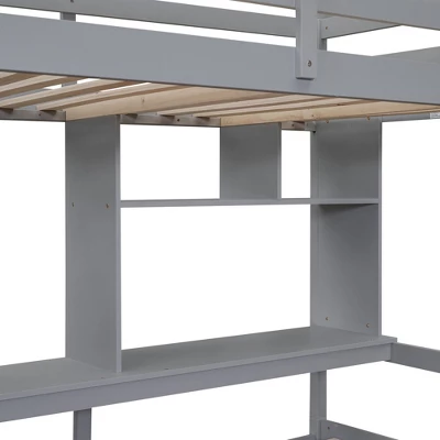 ModernLuxe Twin Over Full Bunk Bed with Storage Stairs, Desk and Integrated Hanger 13 ModernLuxe Twin Over Full Bunk Bed with Storage Stairs, Desk and Integrated Hanger - Image 11