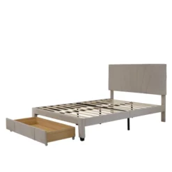 Queen Size Velvet Upholstered Platform Bed With A Big Drawer - ModernLuxe 17 Queen Size Velvet Upholstered Platform Bed With A Big Drawer - ModernLuxe -Luxe Furniture Sale GUEST 48207683 18d0 47d2 b65d 7c2908594055