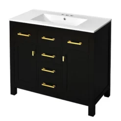 36" Modern Bathroom Vanity With Ceramic Sink, Freestanding Storage Cabinet With 4 Drawers & 2 Soft-Close Doors, Solid Wood Frame - ModernLuxe 20 36" Modern Bathroom Vanity With Ceramic Sink, Freestanding Storage Cabinet With 4 Drawers & 2 Soft-Close Doors, Solid Wood Frame - ModernLuxe -Luxe Furniture Sale GUEST 48663bf5 7848 45c3 8ac9 83a11852a3a0