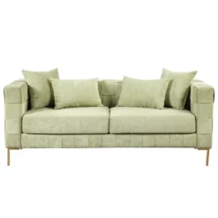 80.5" Modern Upholstered Sofa With Golden Metal Legs And 4 Pillows-ModernLuxe 21 80.5" Modern Upholstered Sofa With Golden Metal Legs And 4 Pillows-ModernLuxe -Luxe Furniture Sale GUEST 48baf446 9263 4bef 8901 68aeb674af0a