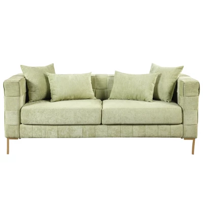 80.5" Modern Upholstered Sofa With Golden Metal Legs And 4 Pillows-ModernLuxe 8 80.5" Modern Upholstered Sofa With Golden Metal Legs And 4 Pillows-ModernLuxe - Image 6