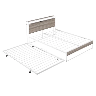 ModernLuxe Metal Platform Bed Frame with Trundle Bed, USB Ports, and Slat Support 7 ModernLuxe Metal Platform Bed Frame with Trundle Bed, USB Ports, and Slat Support - Image 5