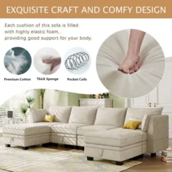 115.1" Modern Large U-Shape Storage Sectional Sofa, Convertible Sofa Bed With Reversible Chaise - ModernLuxe -Luxe Furniture Sale GUEST 49234cc8 4985 4c48 a849 7ec26de0ddaa