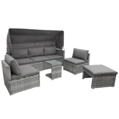 ModernLuxe 5-Piece Outdoor Rattan Daybed & Sectional Sofa Set with Retractable Canopy 16 ModernLuxe 5-Piece Outdoor Rattan Daybed & Sectional Sofa Set with Retractable Canopy -Luxe Furniture Sale GUEST 4978f351 1ac1 40d3 9a98 8b849ee41ab6