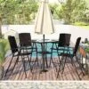 ModernLuxe 5-Piece Counter Height Patio Rattan Dining Set with Foldable Chairs