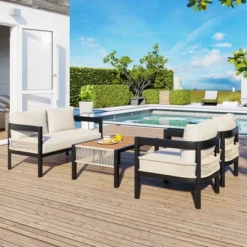 ModernLuxe 4-Piece Outdoor Patio Furniture Set with Wicker Sofa & Table