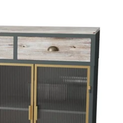 47.6" Modern Freestanding 4 Glass Door Sideboard With 3 Top Drawers, Natural - ModernLuxe 18 47.6" Modern Freestanding 4 Glass Door Sideboard With 3 Top Drawers, Natural - ModernLuxe -Luxe Furniture Sale GUEST 4a3a155a d809 46a9 a21d 4ccb31a47c79