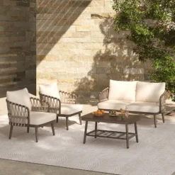 ModernLuxe 4-Piece Patio Conversation Set with Acacia Wood Coffee Table 31 ModernLuxe 4-Piece Patio Conversation Set with Acacia Wood Coffee Table -Luxe Furniture Sale GUEST 4b737b01 54d3 4644 b734 e26fa843eb54
