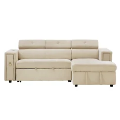 96" L-Shape Sectional Sofa With Adjustable Headrest, Wireless Charging And Cup Holders, Pull-Out Sofa Bed With Hidden Storage - ModernLuxe -Luxe Furniture Sale GUEST 4c05e293 b883 4e94 9e39 0e533e232332