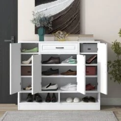 Sleek And Modern Shoe Cabinet With Adjustable Shelves - ModernLuxe