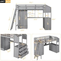 ModernLuxe Twin Size Loft Bed with Wardrobe, Integrated Desk, and 7 Drawers -Luxe Furniture Sale GUEST 4cf5baa2 1bcc 4e57 8206 c849b57b98e0