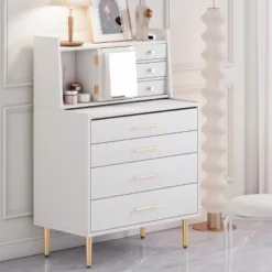 Vanity Makeup Table With Mirror, Storage Dresser With 7 Drawers-ModernLuxe 26 Vanity Makeup Table With Mirror, Storage Dresser With 7 Drawers-ModernLuxe -Luxe Furniture Sale GUEST 4d9b54d8 7bd4 47f6 bdfc b25395f64d9d