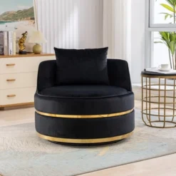 ModernLuxe Velvet Swivel Barrel Accent Chair with Plush Lumbar Cushion