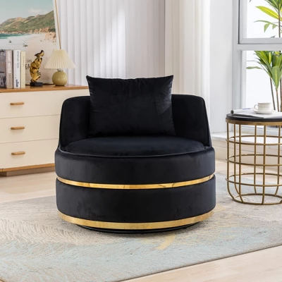ModernLuxe Velvet Swivel Barrel Accent Chair with Plush Lumbar Cushion 3 ModernLuxe Velvet Swivel Barrel Accent Chair with Plush Lumbar Cushion