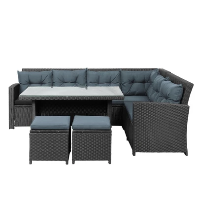 ModernLuxe 6-Piece Outdoor Patio Sectional Sofa Set with Tempered Glass Table 5 ModernLuxe 6-Piece Outdoor Patio Sectional Sofa Set with Tempered Glass Table - Image 3