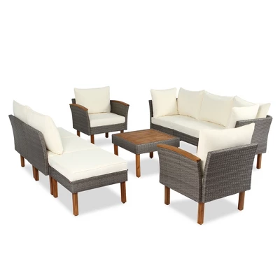 ModernLuxe 9-Piece Outdoor Rattan Conversation Set with Coffee Table 7 ModernLuxe 9-Piece Outdoor Rattan Conversation Set with Coffee Table - Image 5