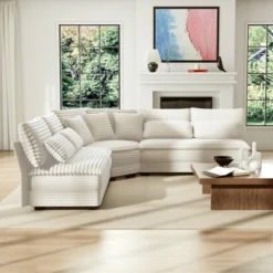 ModernLuxe 5-Seater L-Shaped Sectional Sofa With Curved Corner, Corduroy Sofa Couch With 7 Pillows (3 Throw + 4 Lumbar) -Luxe Furniture Sale GUEST 4e8f6898 f8b2 4f5c 8177 e4240874fb27