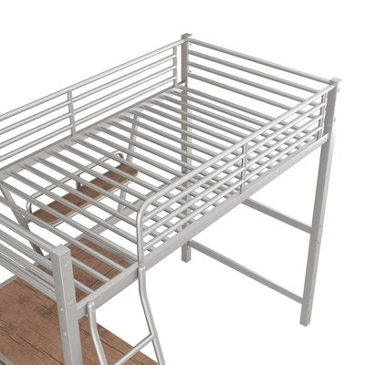 ModernLuxe Twin Size Metal Loft Bed with Built-in Desk and Shelves 8 ModernLuxe Twin Size Metal Loft Bed with Built-in Desk and Shelves - Image 6