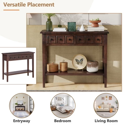 ModernLuxe 38" Rustic Console Table with 2 Drawers and Open Shelf 4 ModernLuxe 38" Rustic Console Table with 2 Drawers and Open Shelf - Image 2