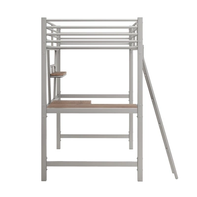 ModernLuxe Twin Size Metal Loft Bed with Built-in Desk and Shelves 9 ModernLuxe Twin Size Metal Loft Bed with Built-in Desk and Shelves - Image 7