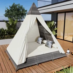 ModernLuxe 90.5" Outdoor Sunbed with Pyramid Tent Canopy and Privacy Curtains 25 ModernLuxe 90.5" Outdoor Sunbed with Pyramid Tent Canopy and Privacy Curtains -Luxe Furniture Sale GUEST 4fbed6a4 1a34 4062 8bc7 437252ace111 1