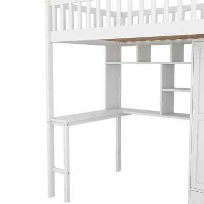 ModernLuxe Twin Size Loft Bed with Built-in Desk, Wardrobe, and Storage Drawers 11 ModernLuxe Twin Size Loft Bed with Built-in Desk, Wardrobe, and Storage Drawers - Image 9