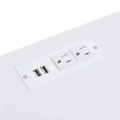 Nightstand With USB Charging Ports, End Table With 1 Drawer And Metal Legs, White+Natural Finish-ModernLuxe 10 Nightstand With USB Charging Ports, End Table With 1 Drawer And Metal Legs, White+Natural Finish-ModernLuxe - Image 8