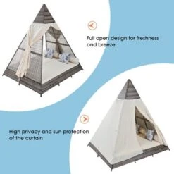 ModernLuxe 90.5" Outdoor Sunbed with Pyramid Tent Canopy and Privacy Curtains 23 ModernLuxe 90.5" Outdoor Sunbed with Pyramid Tent Canopy and Privacy Curtains -Luxe Furniture Sale GUEST 50a20a15 1b89 4dcc 9b8e 14096382f68a 1
