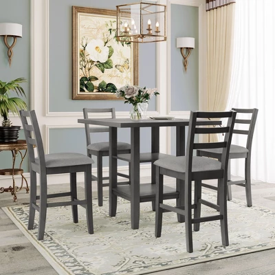 ModernLuxe 5-Piece Wooden Dining Set with Storage Shelves & Padded Chairs 3 ModernLuxe 5-Piece Wooden Dining Set with Storage Shelves & Padded Chairs
