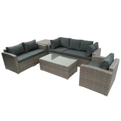 ModernLuxe 7-Piece Outdoor Wicker Sofa Set with Storage Box and Cushions 6 ModernLuxe 7-Piece Outdoor Wicker Sofa Set with Storage Box and Cushions - Image 4