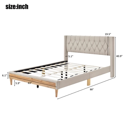 Queen Size Upholstered Wood Platform Bed-ModernLuxe 4 Queen Size Upholstered Wood Platform Bed-ModernLuxe - Image 2