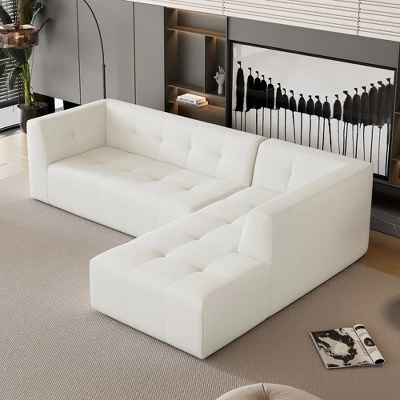 ModernLuxe 112.2"W Minimalist L-Shaped Modular Sofa Set in Chenille 3 ModernLuxe 112.2"W Minimalist L-Shaped Modular Sofa Set in Chenille