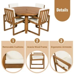 ModernLuxe 5-Piece Acacia Wood Outdoor Dining Set with 4 Armchairs & Round Table 19 ModernLuxe 5-Piece Acacia Wood Outdoor Dining Set with 4 Armchairs & Round Table -Luxe Furniture Sale GUEST 5304d59c 6762 4cf4 a66a 304c5846d385