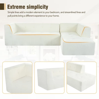 ModernLuxe 112.2"W Minimalist L-Shaped Modular Sofa Set in Chenille 7 ModernLuxe 112.2"W Minimalist L-Shaped Modular Sofa Set in Chenille - Image 5