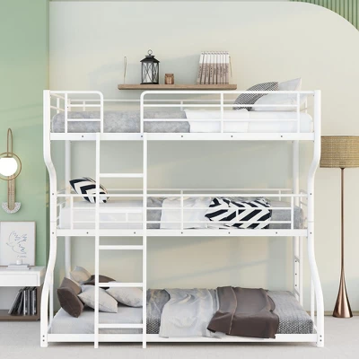 ModernLuxe Metal Triple Bunk Bed with Ladder - Full XL, Twin XL & Queen Sizes 4 ModernLuxe Metal Triple Bunk Bed with Ladder - Full XL, Twin XL & Queen Sizes - Image 2