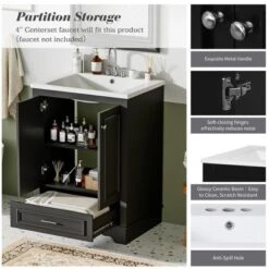 24" Bathroom Vanity With Ceramic Sink, Modern Freestanding Storage Cabinet With Silver Handles & Soft Closing Doors - ModernLuxe -Luxe Furniture Sale GUEST 539dada6 05de 4b1a adc2 caec085ca4df