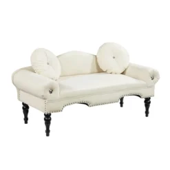 ModernLuxe 54" Velvet Upholstered Loveseat with Diamond Tufting and Pillows