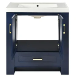 30" Bathroom Vanity With Single Sink, Drawer And Double Sided Storage Shelf, Navy Blue - ModernLuxe -Luxe Furniture Sale GUEST 53dc1086 9415 4ced b47b 004908538215