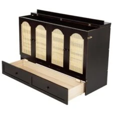 ModernLuxe Queen Size Murphy Cabinet Bed with Rattan Panel & Integrated Charging Station 21 ModernLuxe Queen Size Murphy Cabinet Bed with Rattan Panel & Integrated Charging Station -Luxe Furniture Sale GUEST 54901e62 f14e 4114 add9 3999a3ef9b00