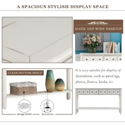 ModernLuxe 60" Rustic Solid Wood Console Table with 4 Drawers & Open Shelf -Luxe Furniture Sale GUEST 553a9257 d6a5 4105 a0d8 b3e5367164d0