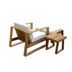 ModernLuxe 3-Piece Outdoor Patio Lounge Set: Acacia Wood Armchair, Ottoman, and Side Table -Luxe Furniture Sale GUEST 560b67f0 73ce 43ec 9bd3 39bc7bdbb980