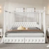 King/Queen Size Metal Canopy Platform Bed Frame With Upholstered Headboard And Two Storage Drawers, White -ModernLuxe -Luxe Furniture Sale GUEST 561320d3 32a3 4382 8ebd 8bf20ba5d926