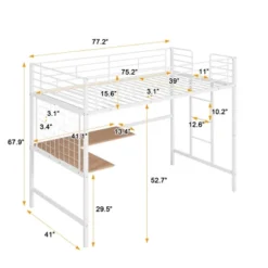 Twin Metal Loft Bed With Desk And Metal Grid - ModernLuxe -Luxe Furniture Sale GUEST 561496fd 7636 4bc0 9c1b 64f48c8cd285