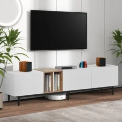 ModernLuxe Modern Entertainment Center for TVs up to 80" with Drop-Down Storage