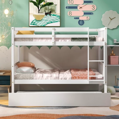 ModernLuxe Twin Over Twin Wood Bunk Bed with Trundle and Safety Ladder 4 ModernLuxe Twin Over Twin Wood Bunk Bed with Trundle and Safety Ladder - Image 2