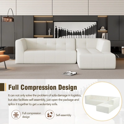 ModernLuxe 112.2"W Minimalist L-Shaped Modular Sofa Set in Chenille 10 ModernLuxe 112.2"W Minimalist L-Shaped Modular Sofa Set in Chenille - Image 8