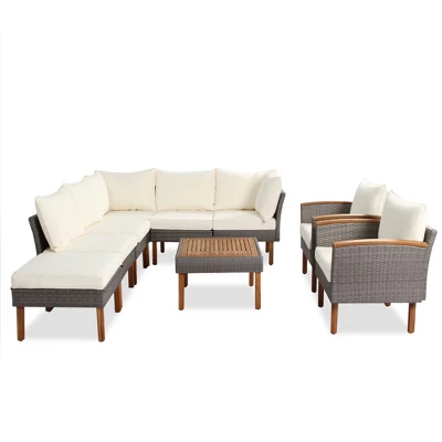 ModernLuxe 9-Piece Outdoor Rattan Conversation Set with Coffee Table 5 ModernLuxe 9-Piece Outdoor Rattan Conversation Set with Coffee Table - Image 3