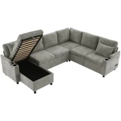 ModernLuxe 109.9" U-Shaped Sectional Sleeper Sofa with Storage and USB Ports -Luxe Furniture Sale GUEST 577226eb 73f9 43f6 b213 6879040b33be
