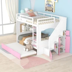 ModernLuxe Full Over Full Bunk Bed with Trundle, Storage Stairs, and Ladder -Luxe Furniture Sale GUEST 57c9e4d4 d968 4114 a59c f203690502ec