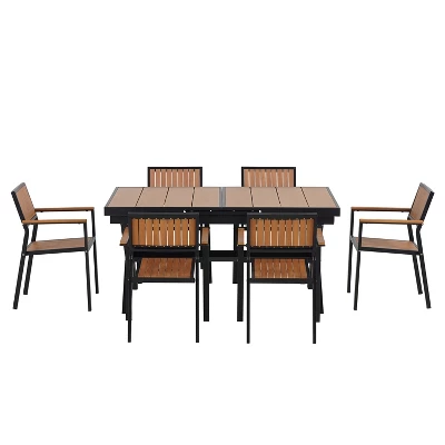 ModernLuxe 7-Piece Outdoor Dining Set with Extendable Table & 6 Chairs 7 ModernLuxe 7-Piece Outdoor Dining Set with Extendable Table & 6 Chairs - Image 5